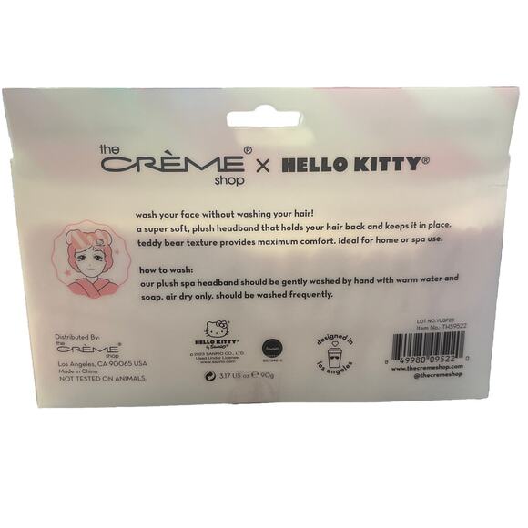 NWT The Creme Shop x Hello Kitty Plush Spa Headband Striped Pink Bow - Picture 2 of 4